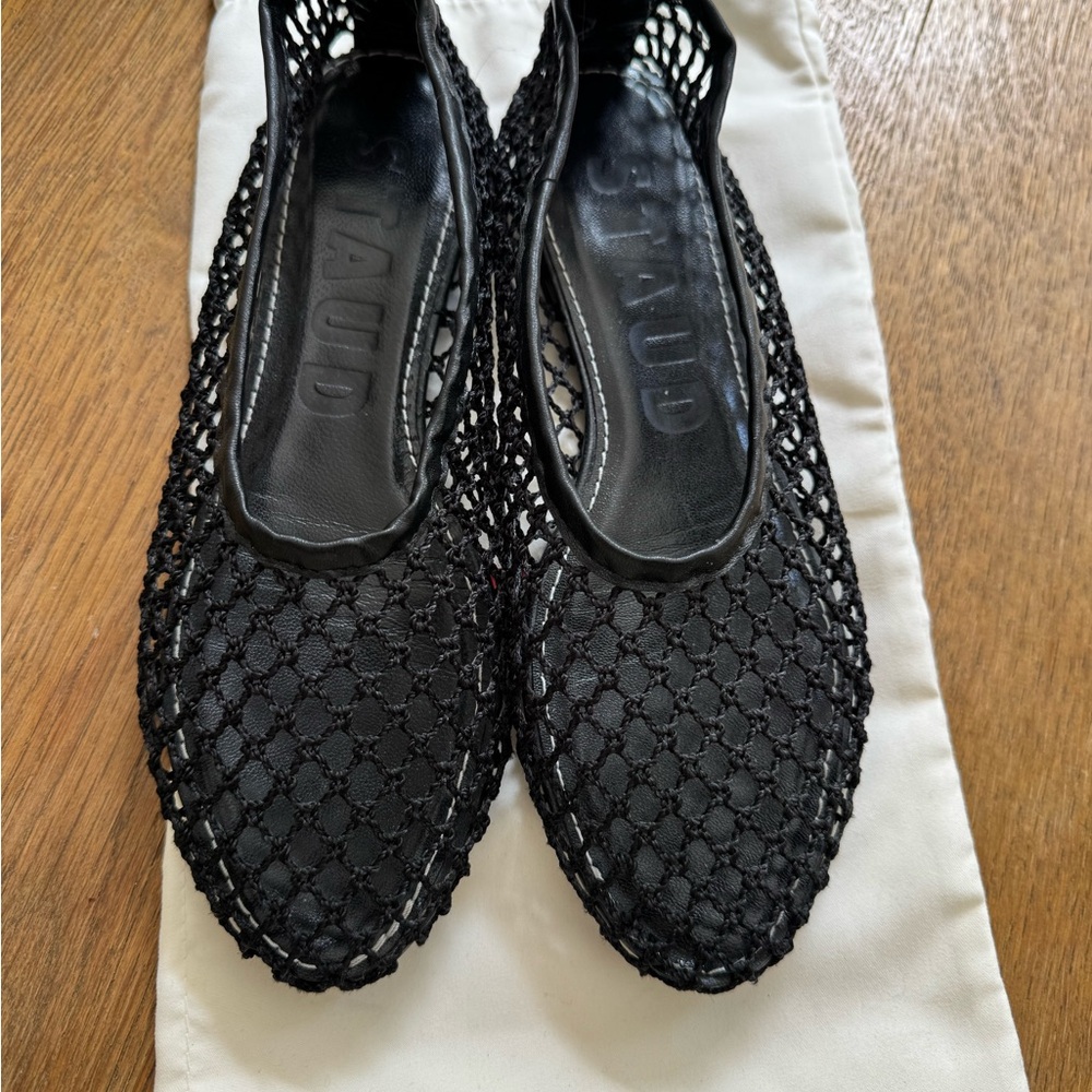 STAUD Alba Black Mesh Net Ballet Flats Worn Once Size 36 US Size 6 - Picture 3 of 6